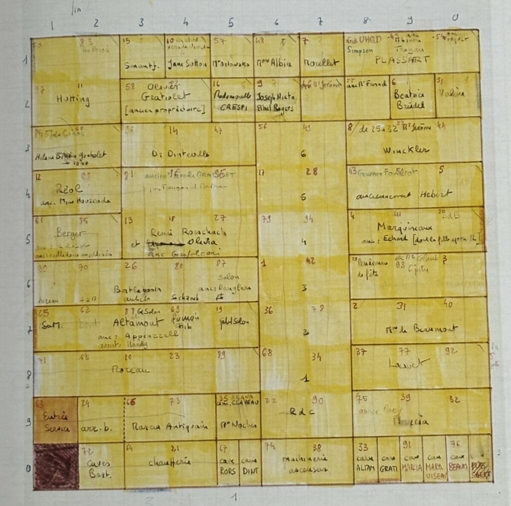 La Vie Mode d'emploi de Georges Perec, plan de l'immeuble.