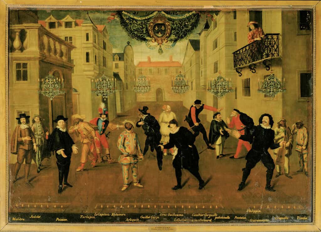 Farceurs français et italiens, toile anonyme de 1670.